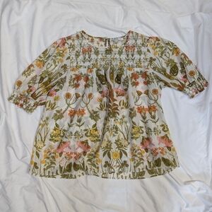 Rose + Olive Floral Smocked Blouse